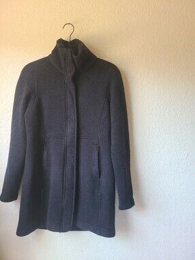 Kuhl Classic Dark Gray Wool-Blend Coat with Stand Collar Women's Size S